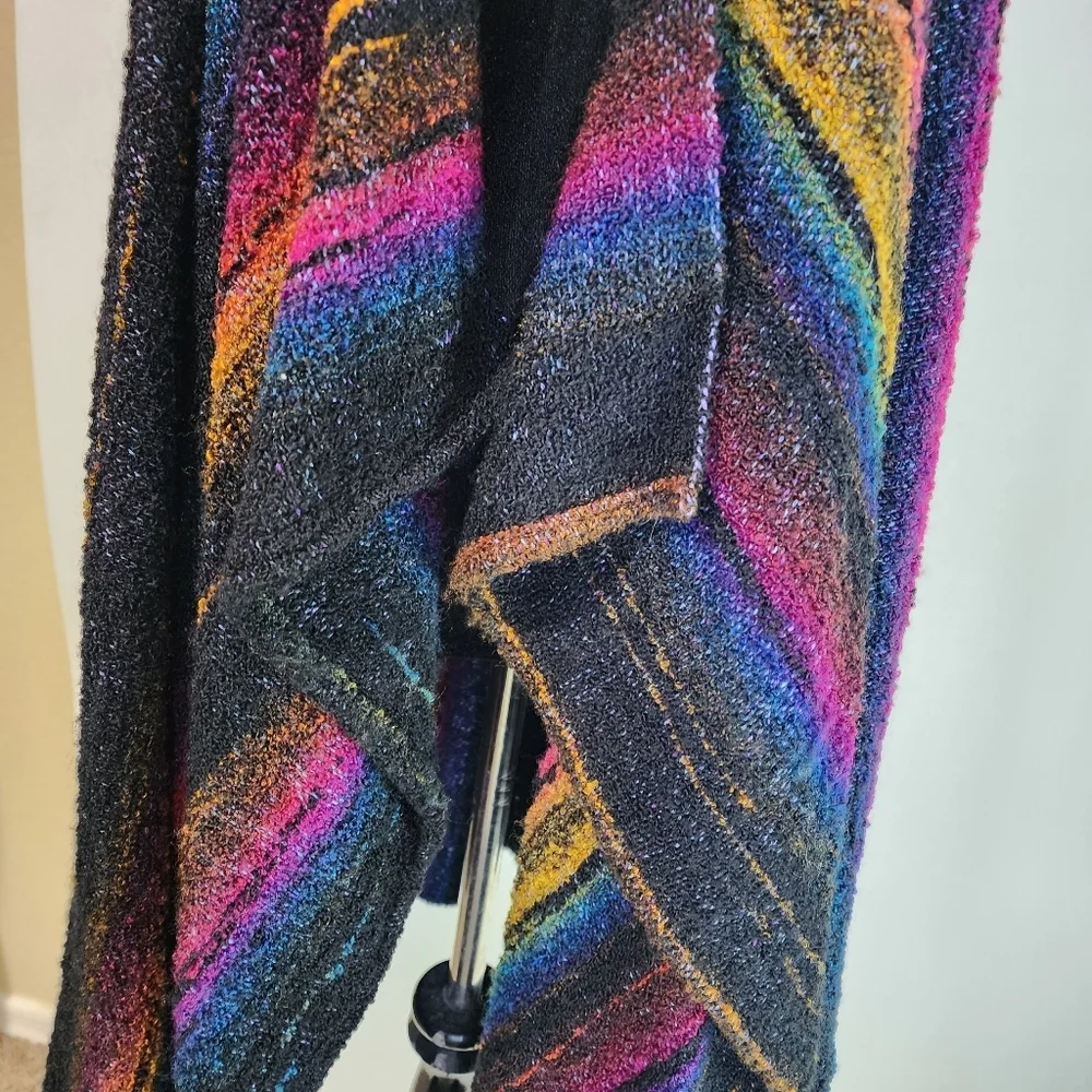 Turkey Creek Von Rhodes Handwoven Shawl Vest Rainbow Knit Cape Layering OS